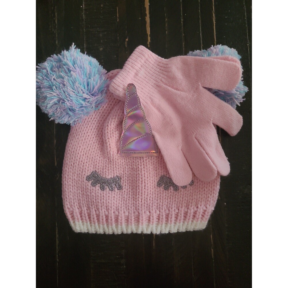 NEW Girls Unicorn Hat & Glove Set